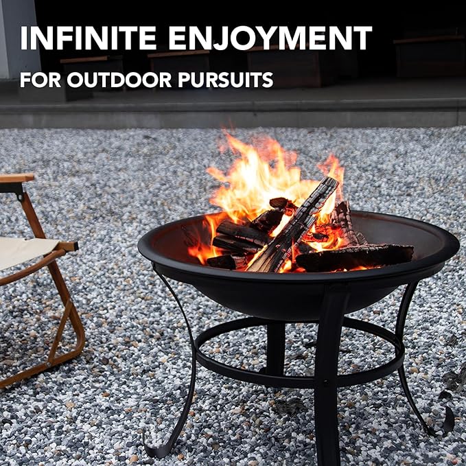 22 in Firepit for Outside Outdoor Small Fire Pit,Durable Firepit with Mesh Lid,Log Grate,and Fire Poker,Fire Pit for Outside Backyard.Deck.Camping and Picnic