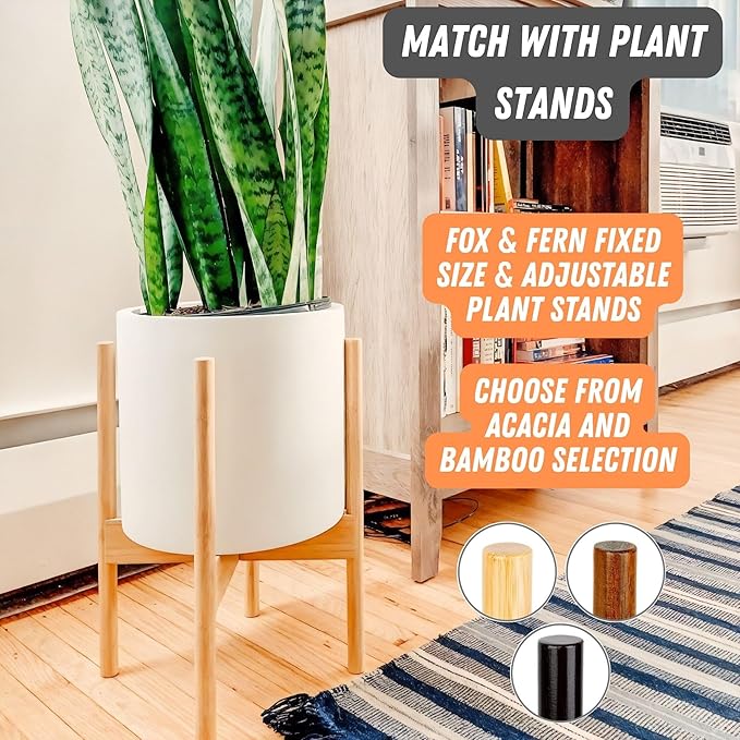 Fox & Fern 10 Inch Plant Pot with Hidden Saucer — Premium Lightweight Fiberstone Matte White Self Watering Planter with Seamless Saucer; Indoor & Outdoor Use; Weather Resistant & UV Resistant