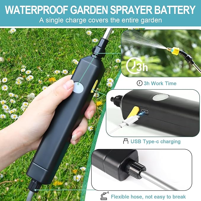 Battery Powered Sprayer 2 Gallon, 2025 Upgraded Electric Garden Sprayer with 3 Nozzles & 4 Spray Modes,Rechargeable Handle, Retractable Wand and Adjustable Shoulder Strap for Weed Killer, Lawn, Yard