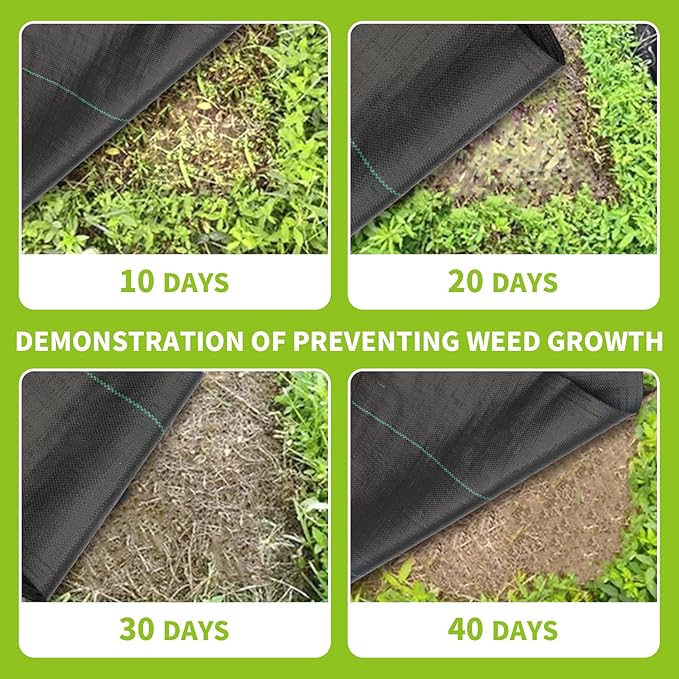 3x100ft 3.2OZ, Weed Barrier Landscape Fabric Heavy Duty, Woven Weed Control Fabric, High Permeability Good for Flower Bed, Geotextile Fabric Underlayment, Driveway (3ft*300ft)