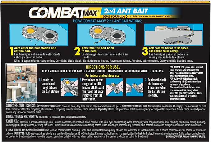 Combat Max 2 in 1 Ant Bait Station, 4 Count (Pack of 3)