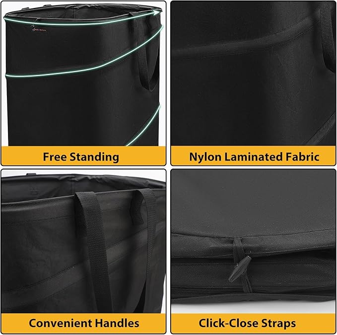 YUDI & GARDEN 46 Gallon Square Collapsible Yard Waste Bin|Collapsible Trash Can|Camping Trash Can, for Collecting Weeds or Party and Yard Waste