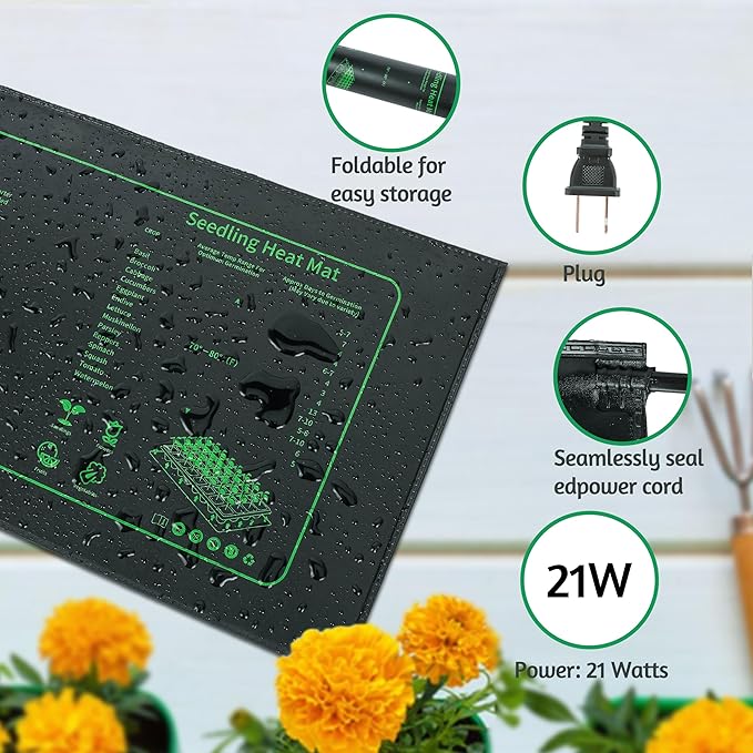 Seedling Heat Mat for Seed Starting,10" x 20.75" Waterproof Heating Pad for Indoor Plants Germination (2 Pack)