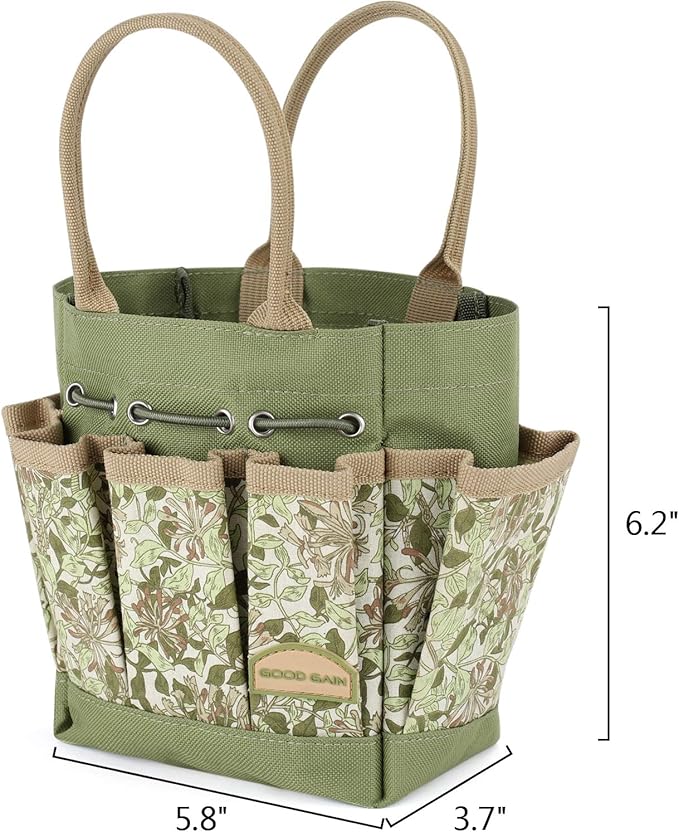 G GOOD GAIN Garden Succulent Kit with Organizer Bag, 14 Pieces Succulent Tools, Indoor Mini Hand Gardening Tools Set with Carrier for Bonsai Planter Miniature Fairy Planting Care(Honeysuckle)