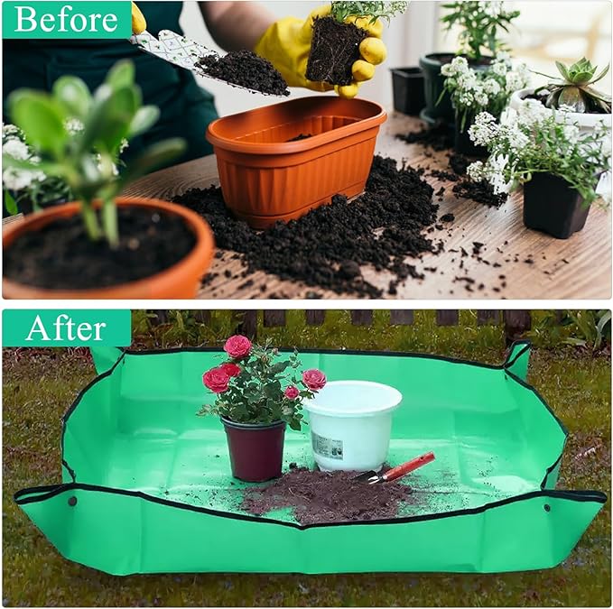 Extra Large Potting Mat Transplanting, 39.4" X39.4" Waterproof Succulent Repotting Mat for Indoor Mat, Foldable Soil Change Planting Mat - Gardening Gifts for Women