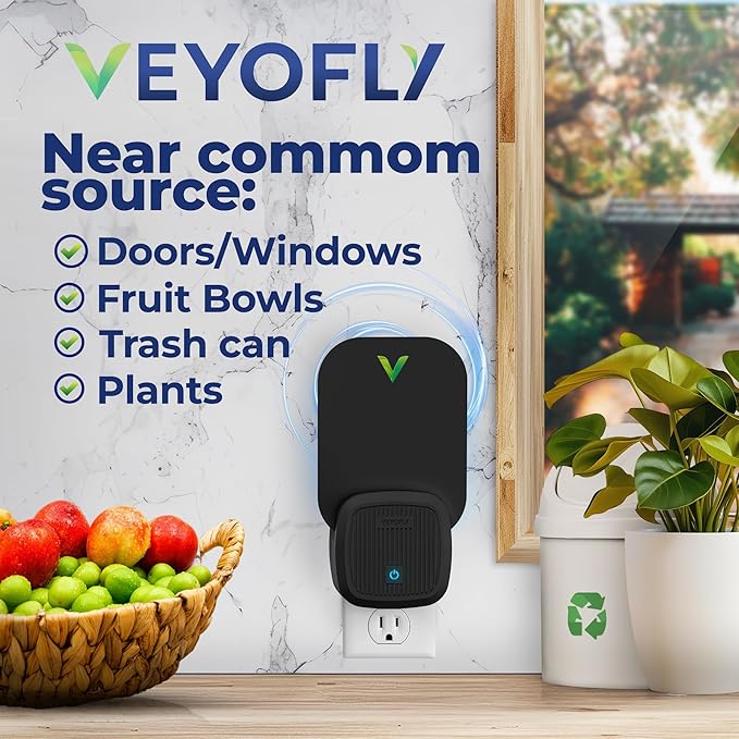 VEYOFLY Fly Trap Indoor, Fruit Fly Traps for Indoors, (4 Device + 12 Refills) Gnat Traps for House Indoor, Fly Catcher Indoor, Plug in Light Flying Insect Trap, Bug Light Killer, Fly Trap