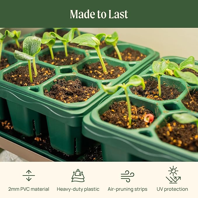 Vego garden Giga Seedling Trays - 16 Pack, 9-Cell UV-Resistant Reusable Starter Trays for Greenhouse/Garden (No Lids)