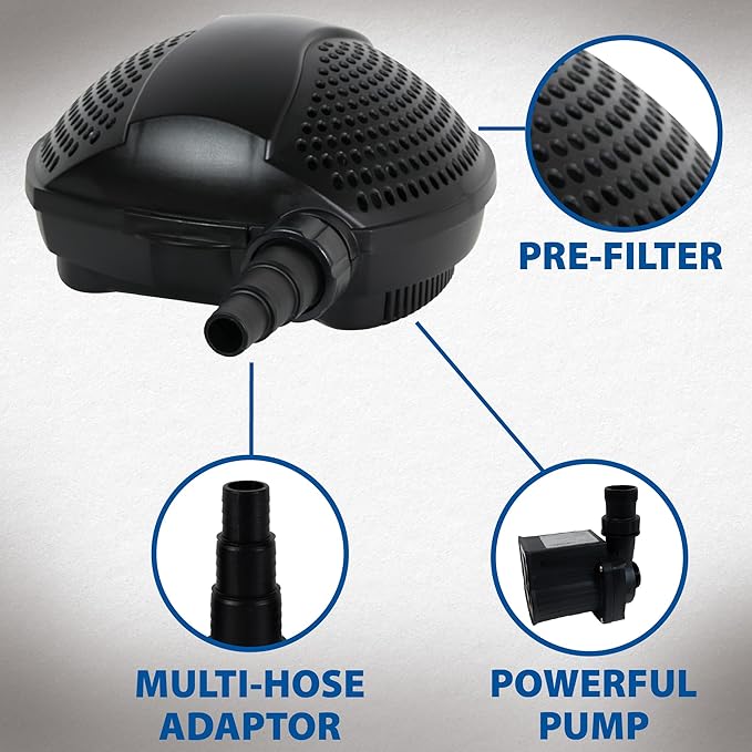 The Pond Guy SolidFlo G2 Submersible Pump for Small Ponds, Water Gardens & Waterfalls, Quiet, Durable, and Efficient Flow, Easy DIY Setup, 2650 GPH