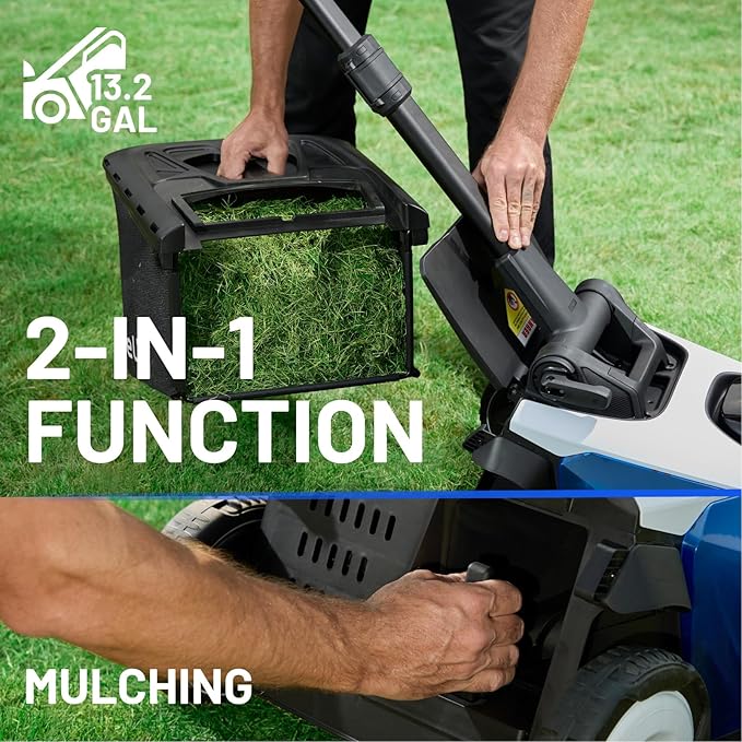Electric Lawn Mower, Self-propelled Lawn Mower Cordless 40V(2 * 20V) 18.5" Brushless Mower with Electric Cutting Height Adjustment, Higher Rotation Speed, 4 x 4.0Ah Battery and Rapid Charge Included