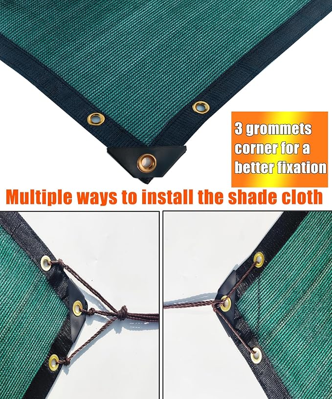 E.share 90% Heavy Duty Shade Cloth for Garden, 20 Ft X 40 Ft Sun Shades Outdoor Patio with Grommets for Plant Covers,Porch Screen,Pergola Shade Cover,Greenhouse,Green