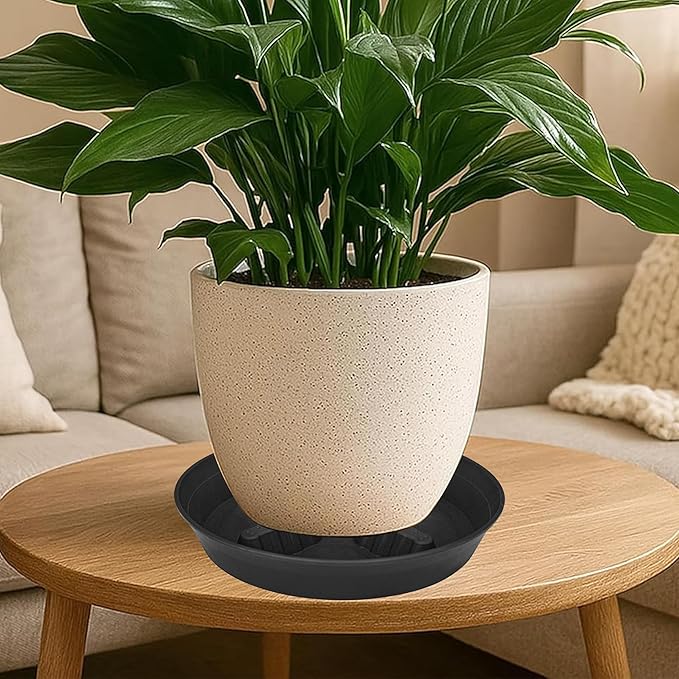 4 Pack Plant Saucer 10 inch, 8 12 14 17 inch, Plant Stand Plastic Plant Saucers for Indoors Outdoor, Heavy Duty Flower Plant Risers for Inside Pots, Pot Saucers for Plants, Grow Bags Saucers