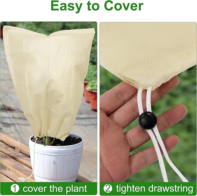 78x41inches Plant Covers Freeze Protection,2 Packs Thickened 2.82oz/yd² Frost Cloth for Outdoor Plants,Winter Tree Covers with Zipper&Drawstring,Plant Blanket for Winter Plant Covers Freeze Protection