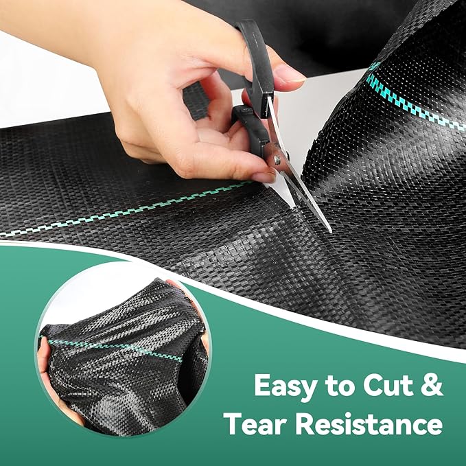 6ftx250ft Landscape Fabric, Weed Barrier Fabric Heavy Duty 3.2oz, Woven Geotextile Weed Blocker Landscaping Fabric, Ground Cover Weed Control Mat, Commercial Weed Cloth Garden Bed Liner