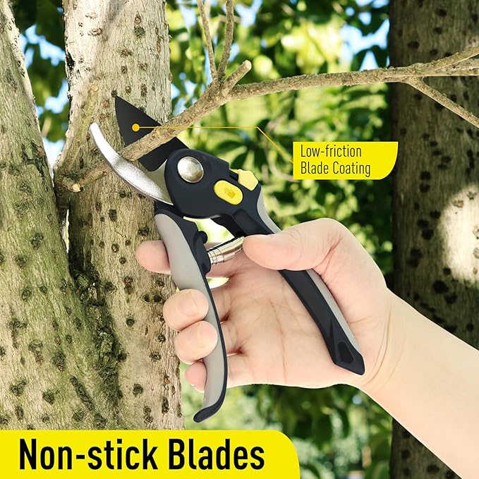 Jardineer 3PCS Pruning Shears Set for Gardening, Bypass Pruning Scissors & Anvil Pruners with SK5 Blades, Garden Clippers for Women Arthritic Hands