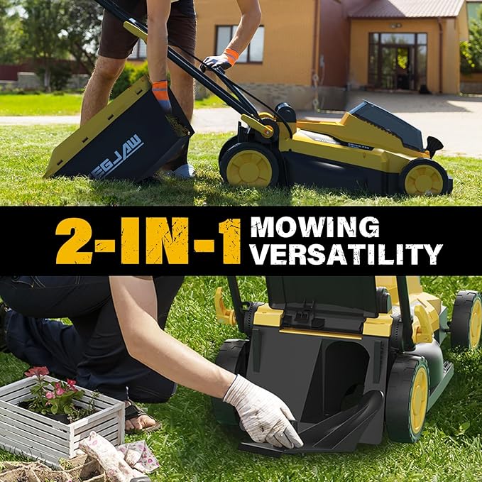 13-Inch 20V Electric Lawn Mower Cordless and 10-Inch 20V Weed Wacker Battery