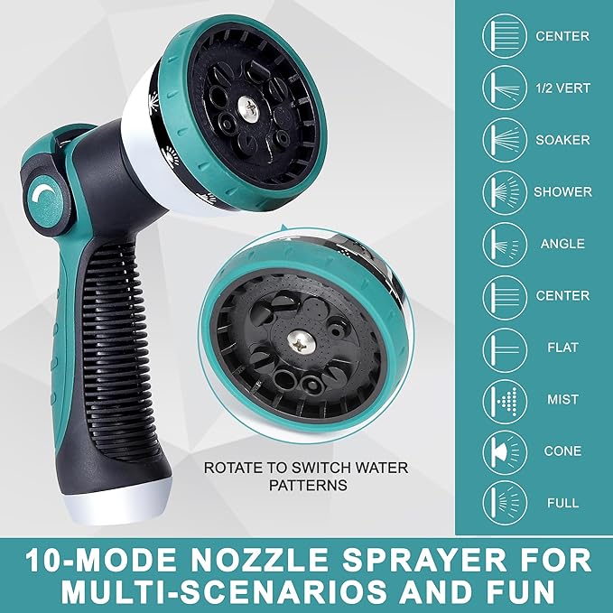 75FT Garden Hose, 304 Stainless Steel Water Hose, Flexible with a 10-Mode Nozzle Sprayer, No Kink, Lightweight, Puncture Proof, Ideal for Yard, Lawn, Outdoor, 5/8'' Outside Diameter