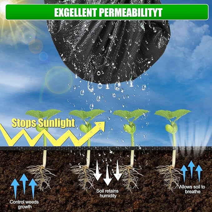 6ft x300ft Black Weed Barrier Landscape Fabric Heavy Duty 3.2OZ French Drain Fabric Ground Cover Weed Cloth for Erosion Control,Outdoor Gardening Weed Control Mat