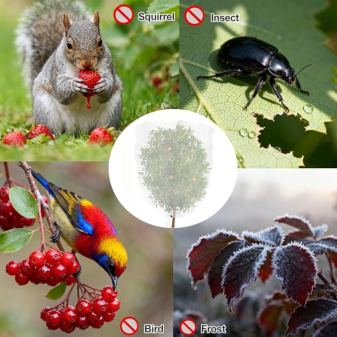 Garden Mesh Netting with Drawstring & Zipper,2PACK Pest Barrier Insect Netting Plant Mesh Cover for Vegetable Flowers Fruits Plants (2.3FTx 3.3FT+3.3FT x 4.9FT)