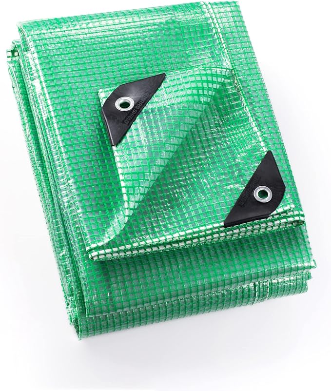 GUARD SHIELD Clear Green Tarp Heavy Duty 8x10 Feet Waterproof for Greenhouse Outdoor Garden Poly Cover UV Resistant 3x3 Weave 10mil