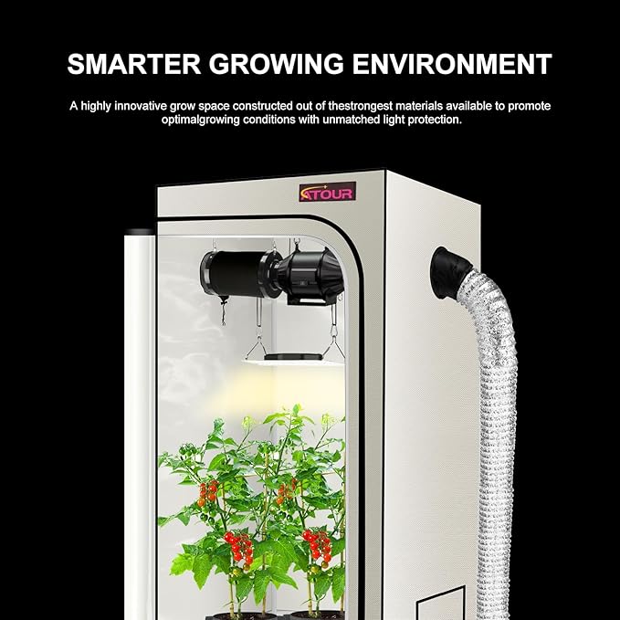 ATOUR 1.5‘x1.5' LED Grow Light Specil Tent, 18"x18"x32"High Reflective PE Film Grow Tent, 1680D High Strength Canvas Plant Tent with Observation Window & Floor Tray for Hydroponics Indoor Plant