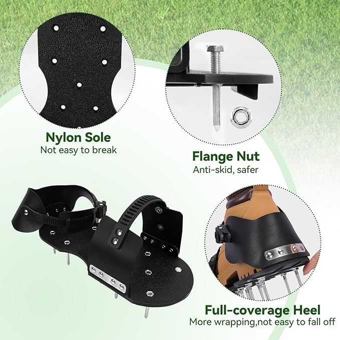 HFH Lawn Aerator Shoes for Grass,Aeration Shoes for Lawn,Spike Shoes for Lawn Aerating (Buckle)