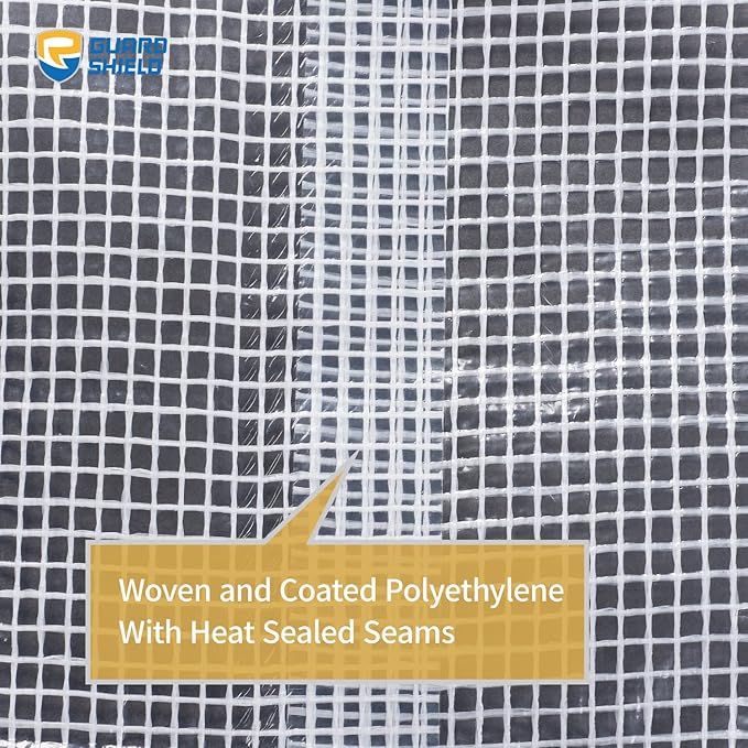 GUARD SHIELD Clear White Tarp Heavy Duty 16x16 Feet Waterproof for Greenhouse Outdoor Garden Poly Cover UV Resistant 3x3 Weave 10mil