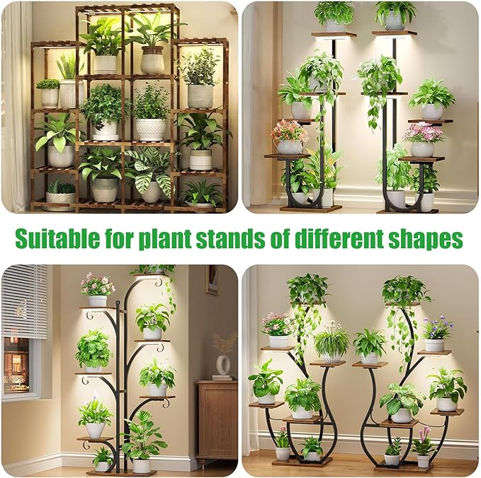 13 Inches LED Grow Light Strips, Grow Lights Match The Flower Stand for Indoor Plants,Full Spectrum 3500K Plant Lamp with 3/9/12H Timer, 10 Dimmable Levels for Seedling Succulent, 2 Head 2 Pack