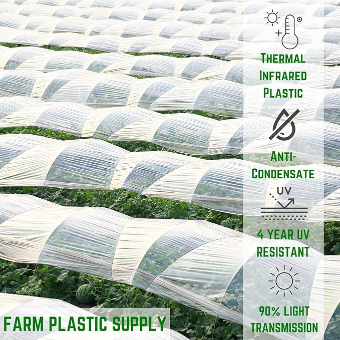 Farm Plastic Supply - Clear IRAC Greenhouse Plastic Sheeting - 6 Mil - (40' x 20') - 4 Year UV Resistant Infrared Anti-Condensate Green House Covering Thermal Greenhouse Plastic 6 mil