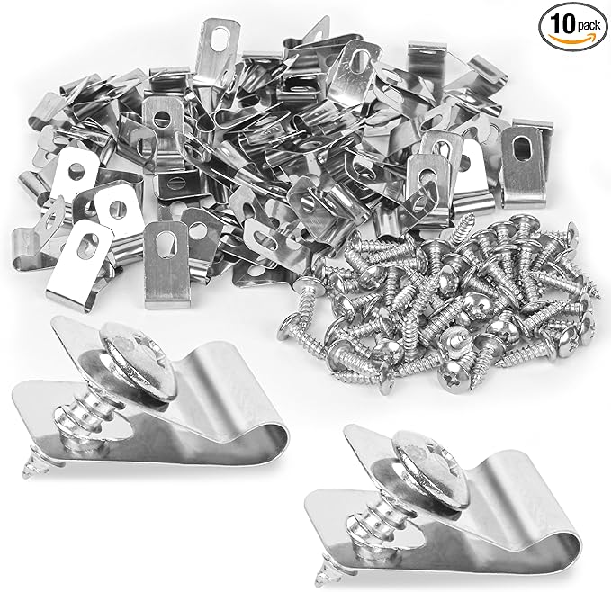 120 Pcs Fence Wire Clamps Stainless Steel Fencing Mounting Clips With120 Pcs Stainless Steel Screws for 12-16 Gauge Welded Wire to Wood, Metal or Vinyl Fence(X120 Kit)
