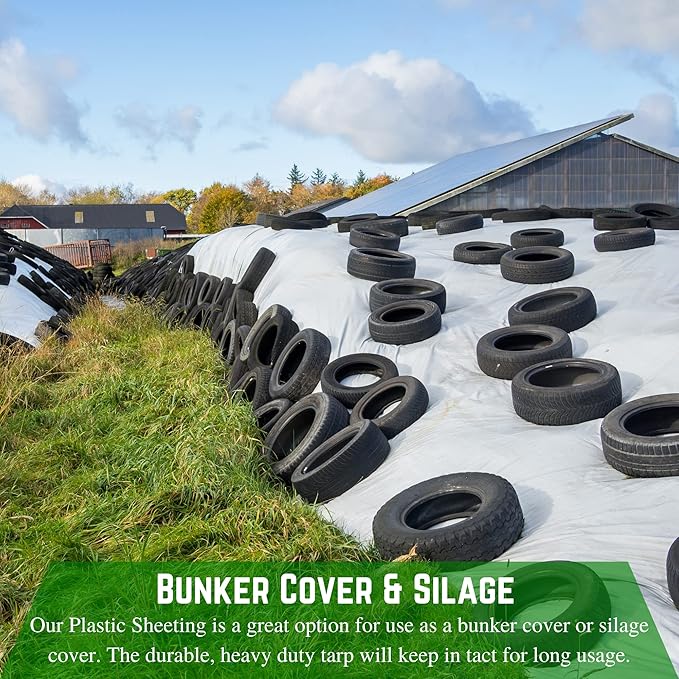 Farm Plastic Supply - Silage Tarp Black/White Plastic Sheeting - 5 Mil (50' x 75') - Heavy Duty Polyethylene Plastic Tarp for Silage Cover, Bunker Cover for Farming, Agriculture, Ground Covering