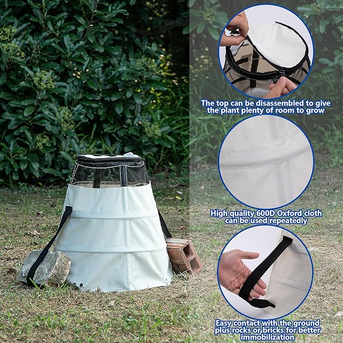 Winter Rose Protective Cover, 600D Winter Rose Cones Protection with Stakes, Reusable Freeze Protection Roses Collar for Protecting Outdoor Plants from Wind Frost Animal Eating