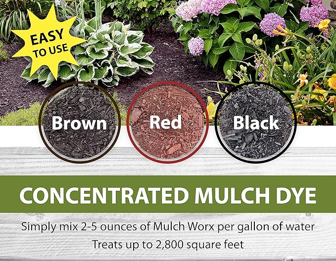 Sanco Industries MulchWorx Brown Mulch Color Concentrate - 2,800 Sq. Ft. - Rich Dark Brown Mulch Dye Spray