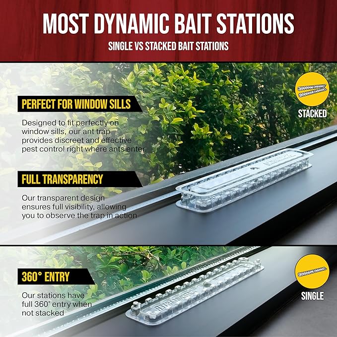Catchmaster DEFIANT Liquid Ant Bait + 4 Classic Ant Stations + 8 Window Sill Stations Bundle, Multi-Surface Pest Control Traps for Home & Outdoor, Reduce & Remove Colonies