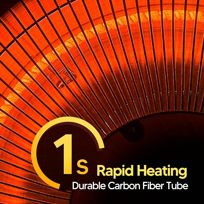 Patio Heater for Outdoor Use 1500W Electric Infrared Hanging Heater, Ceiling Mounted, Waterproof for Porch, Garage, Balcony, Overheat Protection Black