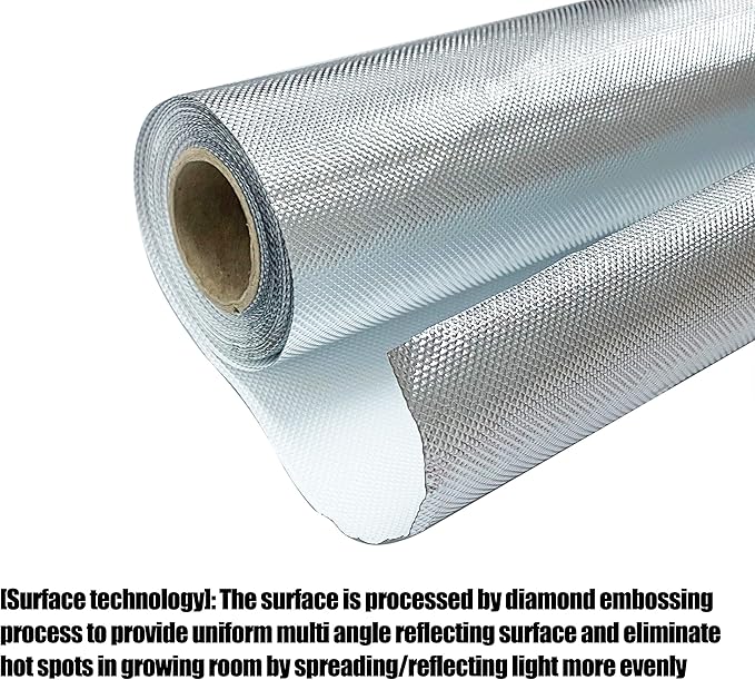 TEXALAN(R) Mylar Film Roll Diamond Film Foil Roll Highly Reflective for Grow Room 6 Mil 4X25FT