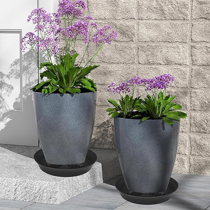 4 Pack Plant Saucer 10 inch, 8 12 14 17 inch, Plant Stand Plastic Plant Saucers for Indoors Outdoor, Heavy Duty Flower Plant Risers for Inside Pots, Pot Saucers for Plants, Grow Bags Saucers
