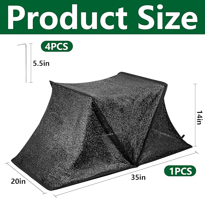 DECOHS 35" x 20" x 14" Foldable Plant Shade Tent, Raised Garden Bed Plant Sun Protection Cover, UV Resisitant 80% Sunblock Garden Sun Shade Net Crop Cage with Stakes for Outdoor Plants Flower Potted