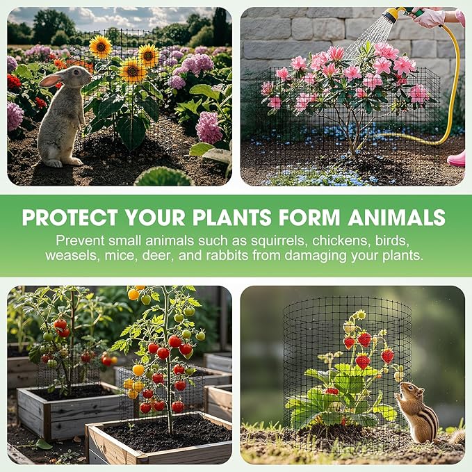 9 PCS Plant Protectors from Animals,12x12 Inch Heavy Duty Metal Plant Cages, Garden Cage to Keep Animals Out, Garden Wire Mesh Protection from Rabbit Chicken Squirrel Tree, Vegetables, Flowers