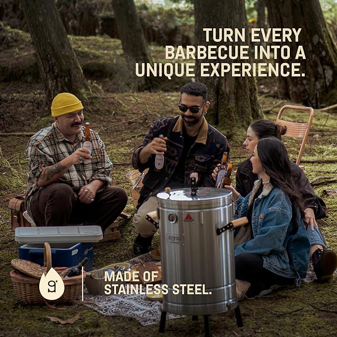 Charcoal Grills - 40 lbs Stainless Steel Smoker Grill 3-in-1 for Cooking & Home BBQ - Portable Vertical Smoker Barrel for Outdoor Grilling & Camping - Meat Grill with Thermometer & Accessories