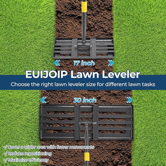 Extra Wide 30" Leveling Rake for Lawn Care - 60in Extendable Stainless Steel Handle with Ergonomic Grip | Professional Grass Leveling Tool for Golf Courses, Soccer Fields, Backyard Turf Maintenance