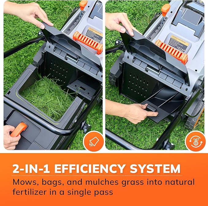 Keenstone Cordless Lawn Mower, 17" Electric Lawn Mower with Direct-Drive Brushless Motor, 2 x 20V 4.0Ah Battery, 6 Position Height Adjustable Push Mower for Yard & Thick Grass(35min Runtime)