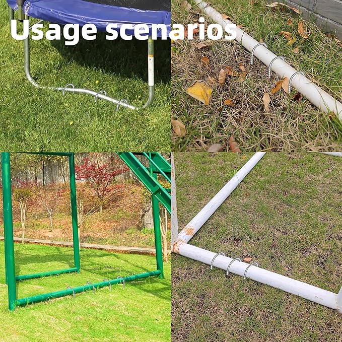 40 Pack Ground Garden Rebar Stakes Rebar 12 Inch Anti-Rust Galvanized Steel J Shape Hook Heavy Duty Ground Anchors for Tents, Position Kits,Fences, and Trampolines Landscape Fabric