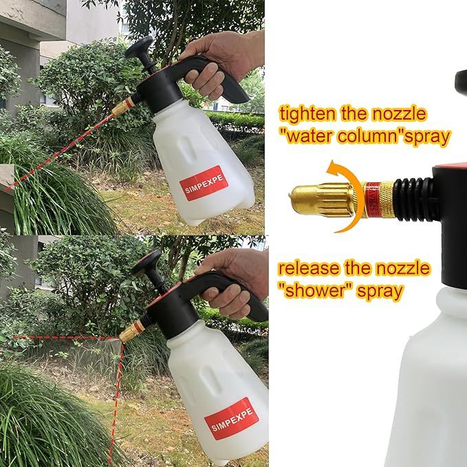 SIMPEXPE Handheld Garden Pump Sprayer, Lawn & Garden Pressure Water Spray Bottle with Adjustable Brass Nozzle for Plants and Other Cleaning Solutions 0.5 Gal 2L Gold