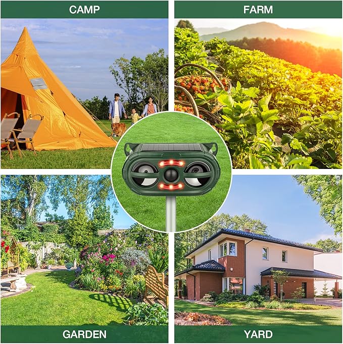 Animal Repellent Outdoor,Solar Pest Animal Repellent Outdoor,Squirrel Repellent,Racoon Repeller,Effective Deer Repellent Devices with Motion Sensor & Flashing Light (1 Pcs)