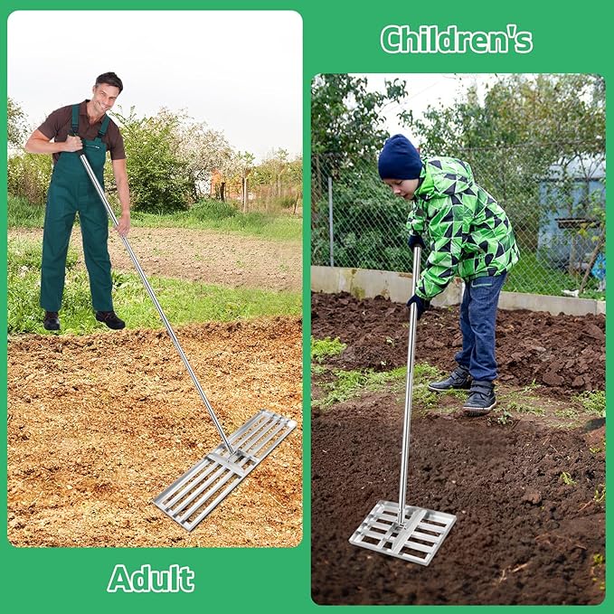 Lawn Leveling Rake(3 Packs) Yard Leveling Rake Suit,Heavy Duty Effort Saving Lawn Level Tool,36"x10"x75" Heavy-Duty All Stainless Steel Lawn Leveler(1 Pack,15"x10"x 50"Lawn Leveler Tool(2Packs)