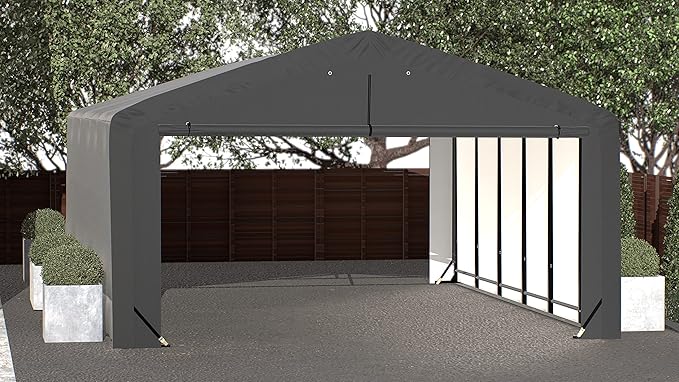 ShelterLogic ShelterTube Garage & Storage Shelter, 20' x 27' x 12' Heavy-Duty Steel Frame Wind and Snow-Load Rated Enclosure, Gray