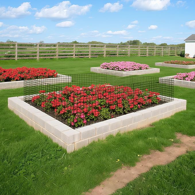 16pcs Plant Protectors from Animals, 24"x 12" Wire Plant Protector, Wire Cages for Plants with Stakes and Cable Ties, Metal Plant Cages for Plants, Vegetables, Flowers