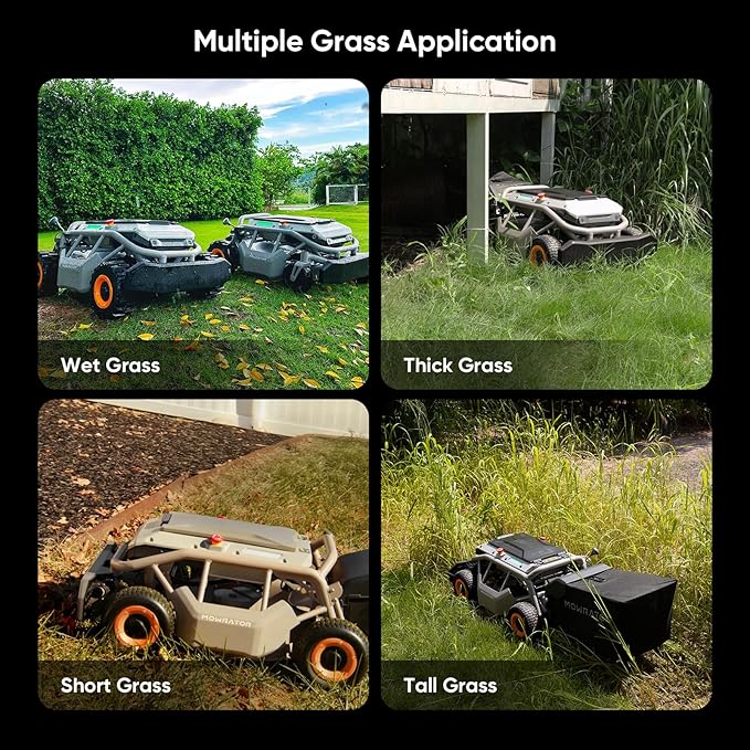 Remote Control Lawn Mower S1 4WD 56V12Ah, Multi-Functions RC Lawn Mower with 1.5-4.3 Inch Cutting Height 21 Inch Cutting Width for 75% Slope(37Β°) for Mowing 0.75 Acres