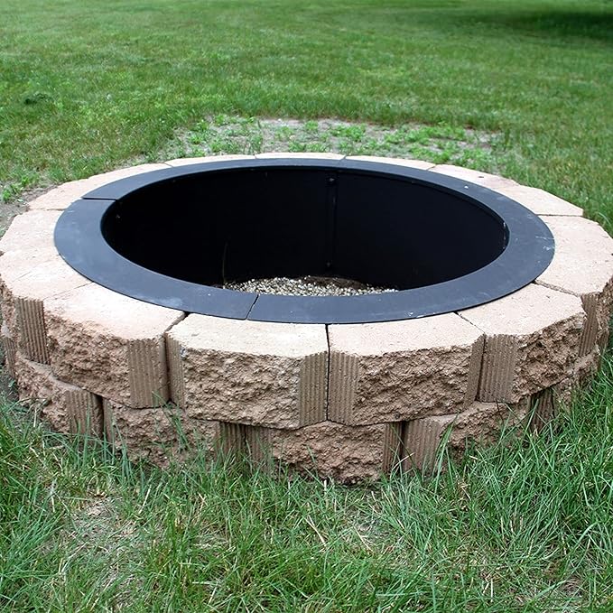 Sunnydaze Outdoor Fire Pit Ring - DIY Above or In-Ground Steel Fire Ring Insert - 45-Inch Outer/39-Inch Inner Diameter