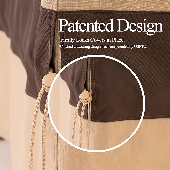 Patio Chair Cover, Outdoor Lounge Cover, Heavy Duty, Waterproof Lawn Chair Covers, 29W x 30D x 36H, Beige & Coffee, 2-Pack